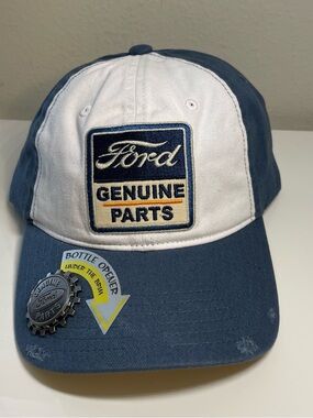 Ford Two-Tone Navy Blue & White Baseball Hat with Genuine Parts Patch